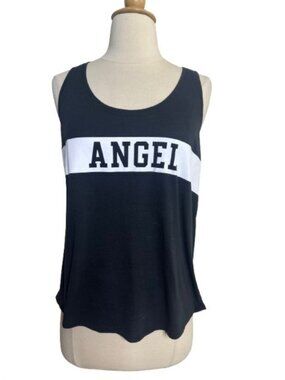 Victoria Secret’s Size Large (L) Angel Graphic Tank Top Black White Colorblock